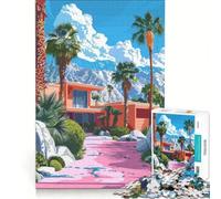 Jigsaw Puzzle 1000 Palm Springs Mid-Century Modern Home Toy Wall Decor Difficult Challenge Unique Gifts for Birthday And Christmas 38x26cm