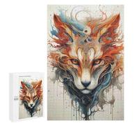 Jigsaw Puzzle 1000 PCS Abstract Fox Portrait with Watercolor Effect Jigsaws for Adults Toy Wall Decor Pattern Assembly Deal As Gifts for The Whole Family 1000 PCS