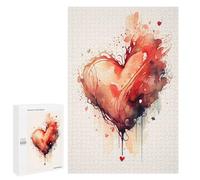 Jigsaw Puzzle 1000 PCS Abstract Heart Watercolor Art Jigsaws for Adults Toy Wall Decor Difficult Hard Unique Gifts for Birthday And Christmas 1000 PCS