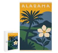 Jigsaw Puzzle 1000 PCS Alabama State Illustration with Palm Tree Puzzles for Teenagerss Stress Reliever Educational Challenge Unique Birthday And Gifts 1000 PCS