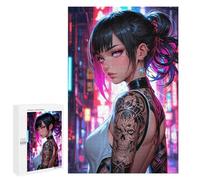 Jigsaw Puzzle 1000 PCS Beautiful Neon Girl Posing Jigsaw Puzzles for Teenagerss Hand Speed Race Fun Activities at Home Challenging Game And Family Play 1000 PCS