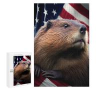 Jigsaw Puzzle 1000 PCS Beaver USA Flag Jigsaws for Adults Toy Wall Decor Pattern Assembly Deal As Gifts for The Whole Family 1000 PCS