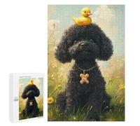 Jigsaw Puzzle 1000 PCS Black Poodle with Yellow Duck -4 Adult Jigsaw Puzzles Enhance Memory Parent-child Interaction Brainteaser Family Games 1000 PCS