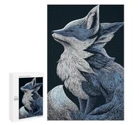 Jigsaw Puzzle 1000 PCS Blue And Fox Illustration Adult Puzzles Toy Wall Decor Birthday Present Deal As Gifts for The Whole Family 1000 PCS
