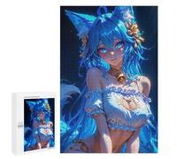 Jigsaw Puzzle 1000 PCS Blue Foxy Anime Girl Puzzles for Teenagerss Stress Reliever Educational Challenge Unique Birthday And Gifts 1000 PCS