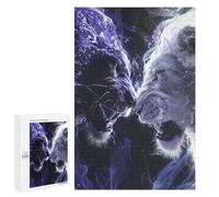 Jigsaw Puzzle 1000 PCS Blue Vs White Lion Art Print Jigsaws for Adults Puzzle Birthday Present Difficult And Challenge Challenging Game Gifts 1000 PCS