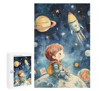 Jigsaw Puzzle 1000 PCS Boy Gazing at Rocket in Space Jigsaws for Adults Toy Wall Decor Pattern Assembly Deal As Gifts for The Whole Family 1000 PCS