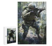Jigsaw Puzzle 1000 PCS Camouflaged Soldier in Forest Jigsaws for Adults Toy Wall Decor Difficult Hard Unique Gifts for Birthday And Christmas 1000 PCS