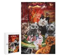 Jigsaw Puzzle 1000 PCS Cats Playing Poker Jigsaws for Adults Toy Wall Decor Difficult Hard Unique Gifts for Birthday And Christmas 1000 PCS