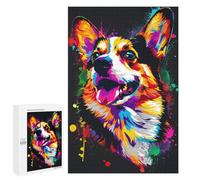 Jigsaw Puzzle 1000 PCS Colorful Corgi Art Print Puzzles for Teenagerss Stress Reliever Educational Challenge Unique Birthday And Gifts 1000 PCS