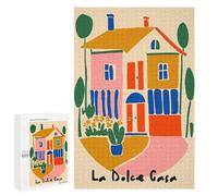 Jigsaw Puzzle 1000 PCS Colorful House Illustration La Dolce Casa Jigsaw Puzzles for Teenagerss Hand Speed Race Fun Activities at Home Challenging Game And Family Play 1000 PCS