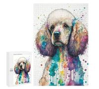 Jigsaw Puzzle 1000 PCS Colorful Poodle Watercolor Art Print Jigsaws for Adults Toy Wall Decor Difficult Hard Unique Gifts for Birthday And Christmas 1000 PCS