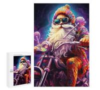 Jigsaw Puzzle 1000 PCS Colorful Santa on Motorcycle -1 Adult Jigsaw Puzzles Enhance Memory Parent-child Interaction Brainteaser Family Games 1000 PCS