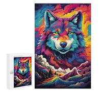 Jigsaw Puzzle 1000 PCS Colorful Wolf Art Print-3 Adult Jigsaw Puzzles Enhance Memory Parent-child Interaction Brainteaser Family Games 1000 PCS