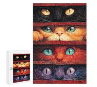 Jigsaw Puzzle 1000 PCS Curious Cats Peeking Through Slats Jigsaws for Adults Puzzle Birthday Present Difficult And Challenge Challenging Game Gifts 1000 PCS