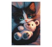 Jigsaw Puzzle 1000 PCS Cute Kitten with Teddy Bear Puzzle for Adults Anti-Stress Toys Perfect Decoration Deal As Gifts for The Whole Family 1000 PCS