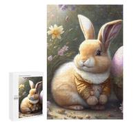 Jigsaw Puzzle 1000 PCS Easter Bunny with Egg Basket Puzzles for Teenagerss Stress Reliever Educational Challenge Unique Birthday And Gifts 1000 PCS