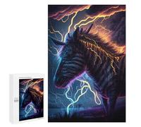 Jigsaw Puzzle 1000 PCS Electric Zebra Storm Artwork Jigsaws for Adults Puzzle Birthday Present Difficult And Challenge Challenging Game Gifts 1000 PCS