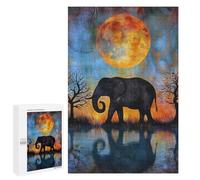 Jigsaw Puzzle 1000 PCS Elephant Moon Reflection Jigsaws for Adults Toy Wall Decor Pattern Assembly Deal As Gifts for The Whole Family 1000 PCS