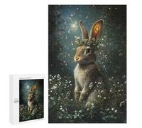 Jigsaw Puzzle 1000 PCS Enchanted Rabbit with Floral Crown Adult Puzzles Toy Wall Decor Birthday Present Deal As Gifts for The Whole Family 1000 PCS