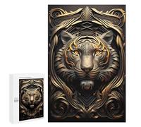Jigsaw Puzzle 1000 PCS Epic Tiger Golden Art Deco Puzzles for Teenagerss Stress Reliever Educational Challenge Unique Birthday And Gifts 1000 PCS
