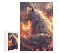 Jigsaw Puzzle 1000 PCS Flame Fox Fantasy Artwork Jigsaws for Adults Puzzle Birthday Present Difficult And Challenge Challenging Game Gifts 1000 PCS