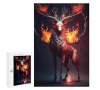 Jigsaw Puzzle 1000 PCS Flaming Deer Mystic Artwork Jigsaws for Adults Anti-Stress Toys Staycation Kill Time Help The Brain Exercise 1000 PCS