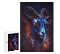 Jigsaw Puzzle 1000 PCS Flaming Horned Beast Portrait Puzzles for Teenagerss Stress Reliever Educational Challenge Unique Birthday And Gifts 1000 PCS