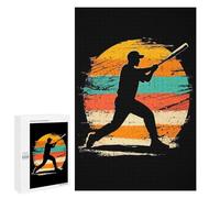 Jigsaw Puzzle 1000 PCS for Adults Baseball Player Silhouette Adult Jigsaw Brain Teaser Game Birthday Present Help The Brain Exercise 1000 PCS