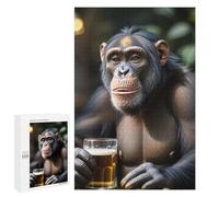 Jigsaw Puzzle 1000 PCS for Adults Chimpanzee Drinking Funny Jigsaw for Adults Hands-on Game Wall Decoration Help The Brain Exercise 1000 PCS