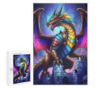 Jigsaw Puzzle 1000 PCS for Adults Colorful Dragon on Castle Ruins Jigsaws for Adults DIY Toys But Fun And Humorous for Birthday, Chrismas 1000 PCS