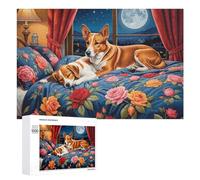 Jigsaw Puzzle 1000 PCS for Adults Cozy Night with Floral Bedspread Jigsaw Puzzle Family Game Difficult Hard Deal As Gifts for The Whole Family 1000 PCS