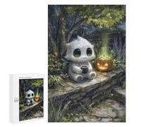 Jigsaw Puzzle 1000 PCS for Adults Cute Monster with Coffee And Pumpkin Adult Jigsaw Puzzle Relaxing Games Precision Cutting Deal As Gifts for The Whole Family 1000 PCS
