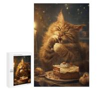 Jigsaw Puzzle 1000 PCS for Adults Cute Orange Tabby Cat Cake Jigsaw for Adults Hands-on Game Wall Decoration Help The Brain Exercise 1000 PCS