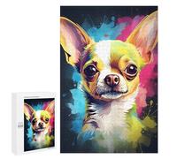 Jigsaw Puzzle 1000 PCS for Adults Cute Watercolor Chihuahua Adult Jigsaw Brain Teaser Game Birthday Present Help The Brain Exercise 1000 PCS