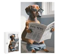 Jigsaw Puzzle 1000 PCS for Adults Dachshund Reading Dog News Jigsaw Puzzle Family Game Difficult Hard Deal As Gifts for The Whole Family 1000 PCS