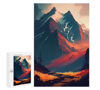 Jigsaw Puzzle 1000 PCS for Adults Fiery Mountain Landscape Adult Jigsaw Brain Teaser Game Birthday Present Help The Brain Exercise 1000 PCS
