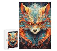 Jigsaw Puzzle 1000 PCS for Adults Flame Fox Mystic Artwork Jigsaw Puzzle Family Game Difficult Hard Deal As Gifts for The Whole Family 1000 PCS