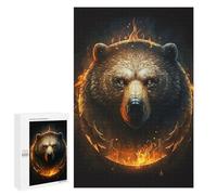 Jigsaw Puzzle 1000 PCS for Adults Flaming Bear Portrait Jigsaw for Adults Toy Wall Decor Home Decoration for Birthday, Chrismas 1000 PCS
