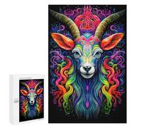 Jigsaw Puzzle 1000 PCS for Adults Goat Neon Adult Jigsaw Puzzle Relaxing Games Precision Cutting Deal As Gifts for The Whole Family 1000 PCS