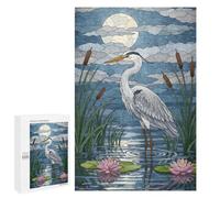 Jigsaw Puzzle 1000 PCS for Adults Heron in Water with Lily Pads Puzzle for Adults Toy Wall Decor Perfect Decoration Stress Reduction Gifts 1000 PCS