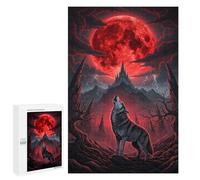 Jigsaw Puzzle 1000 PCS for Adults Howling Wolf Red Moon Jigsaws for Adults DIY Toys But Fun And Humorous for Birthday, Chrismas 1000 PCS