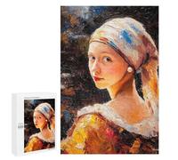 Jigsaw Puzzle 1000 PCS for Adults Impressionist Inspired Girl with A Pearl Earring. Jigsaws for Adults DIY Toys But Fun And Humorous for Birthday, Chrismas 1000 PCS