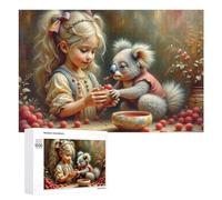 Jigsaw Puzzle 1000 PCS for Adults Koala And Girl Sharing Berries Jigsaw Puzzle Family Game Difficult Hard Deal As Gifts for The Whole Family 1000 PCS