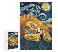 Jigsaw Puzzle 1000 PCS for Adults Lion Sleeping Under Starry Night Sky Adult Jigsaw Brain Teaser Game Birthday Present Help The Brain Exercise 1000 PCS