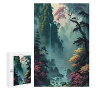 Jigsaw Puzzle 1000 PCS for Adults Misty Forest with Waterfall Jigsaw for Adults Toy Wall Decor Home Decoration for Birthday, Chrismas 1000 PCS