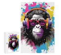 Jigsaw Puzzle 1000 PCS for Adults Monkey Headphones Dj Puzzle for Adults Toy Wall Decor Perfect Decoration Stress Reduction Gifts 1000 PCS