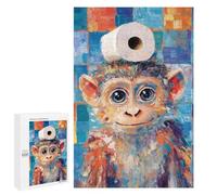 Jigsaw Puzzle 1000 PCS for Adults Monkey with Toilet Paper Adult Jigsaw Brain Teaser Game Birthday Present Help The Brain Exercise 1000 PCS