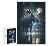 Jigsaw Puzzle 1000 PCS for Adults Moose Night The Rain Jigsaw Puzzle Anti-Stress Toys For Family Fun Stress Reduction Gifts 1000 PCS