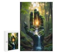 Jigsaw Puzzle 1000 PCS for Adults Mossy Hand Waterfall in Forest Puzzle for Adults Toy Wall Decor Perfect Decoration Stress Reduction Gifts 1000 PCS